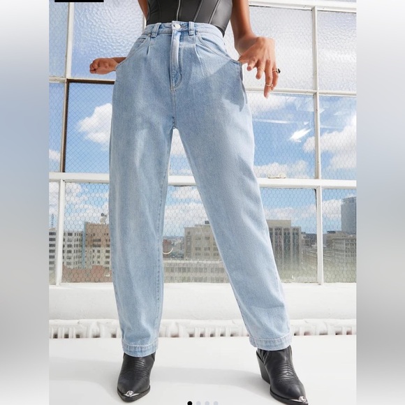 ABRAND Miami Taper Brandy High Waist Straight Leg Tapered Pleats Denim Jeans 24 - Picture 2 of 16